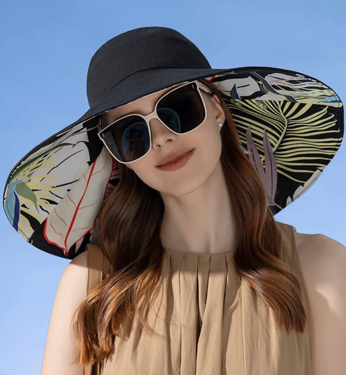 Large Brim Reversible Block & Tropical Bucket Hat