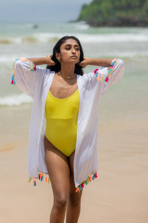 Anurakthi - White Tassel Kimono