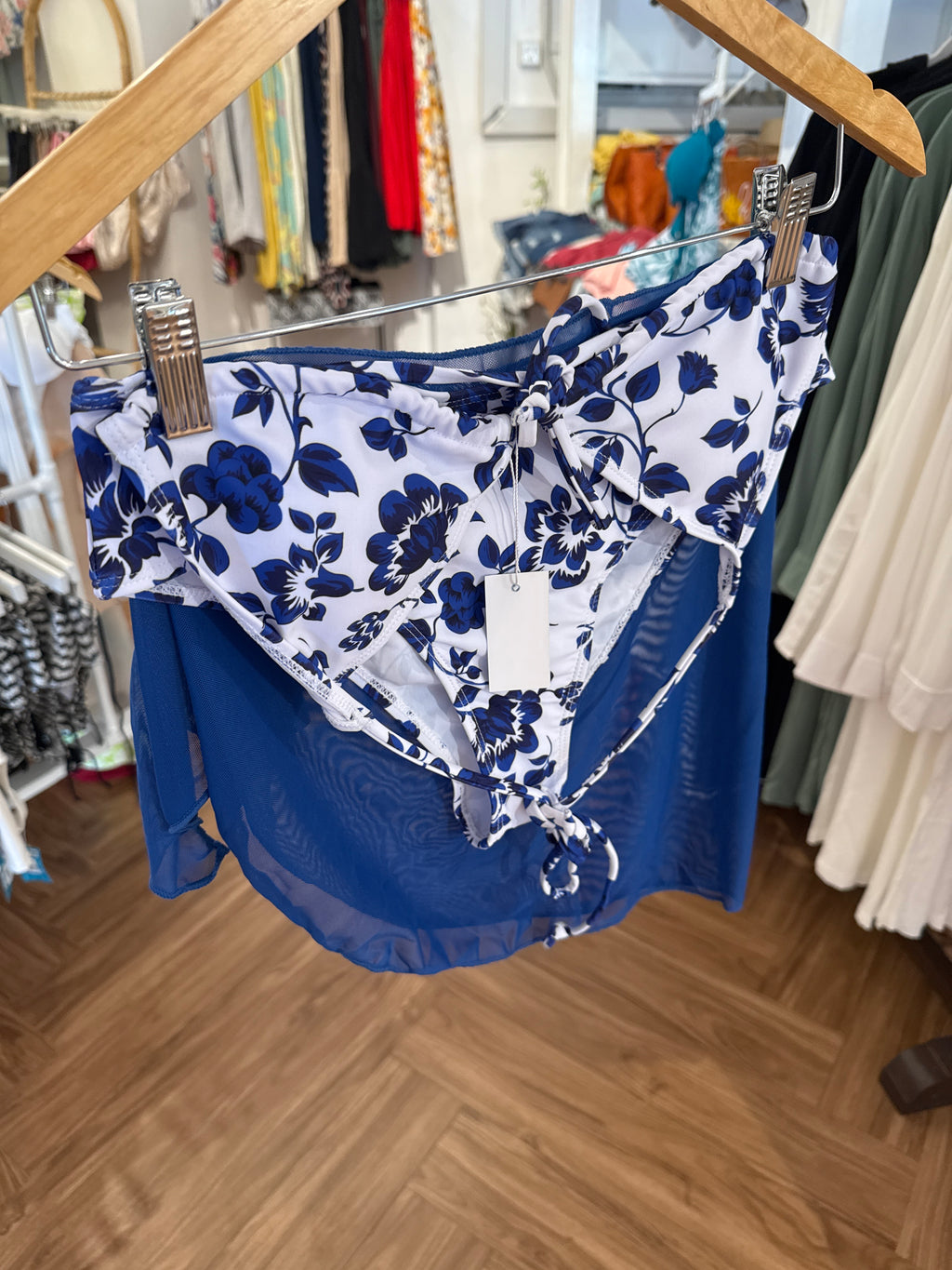 3 Pack Indigo Floral bikini & wrap set