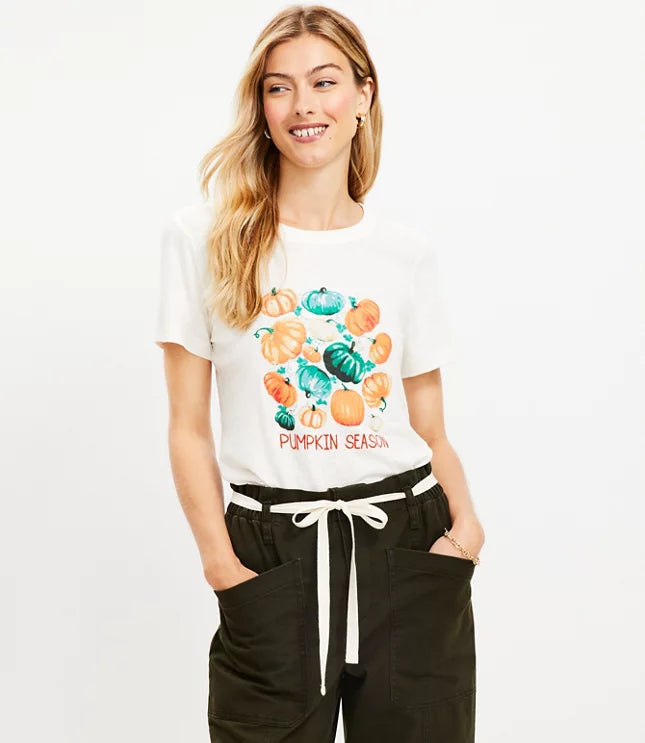 True SK-LO-PST  LOFT pumpkin tshirt