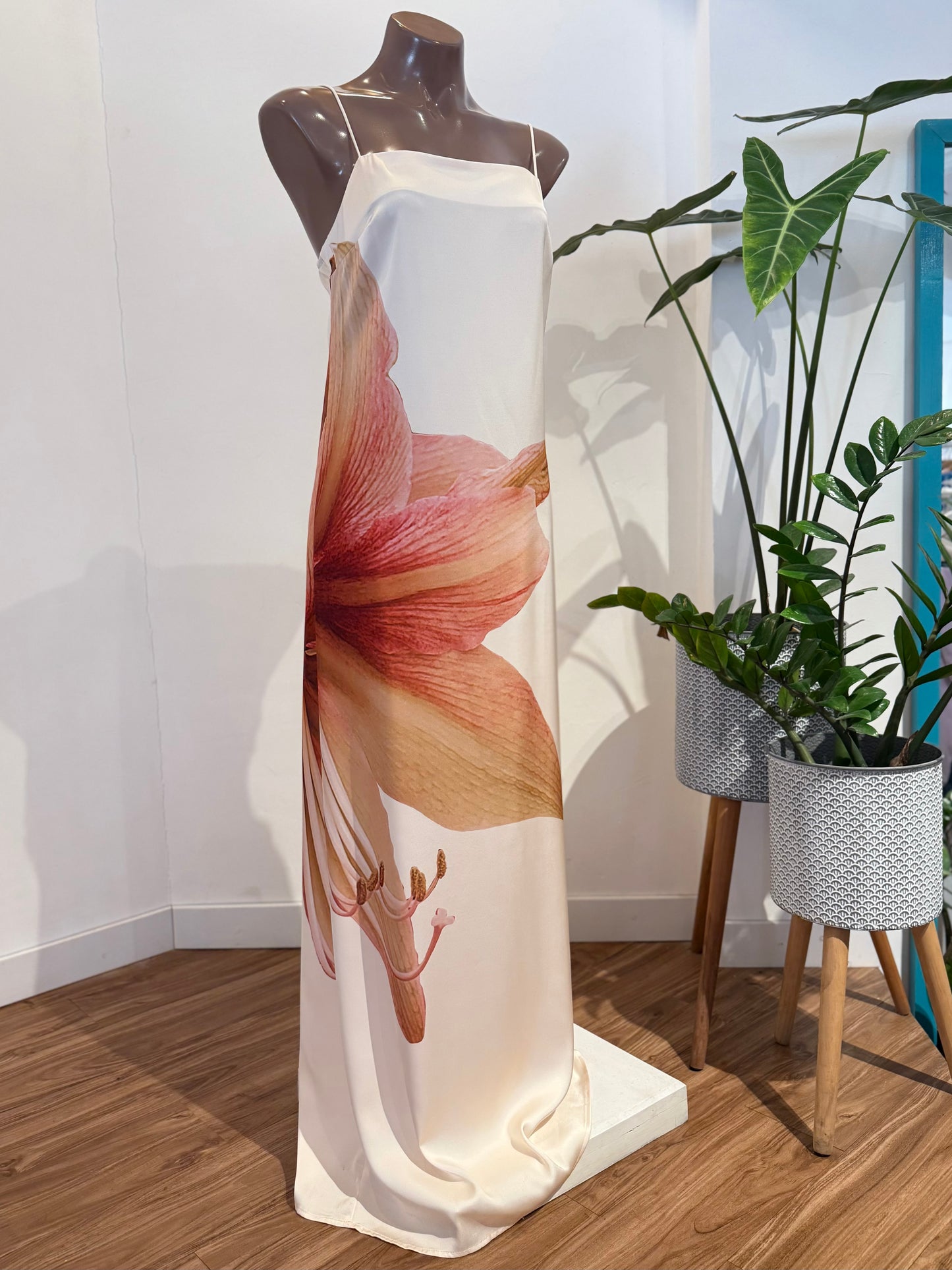 Satin Cami Floral Splash Maxi Dress