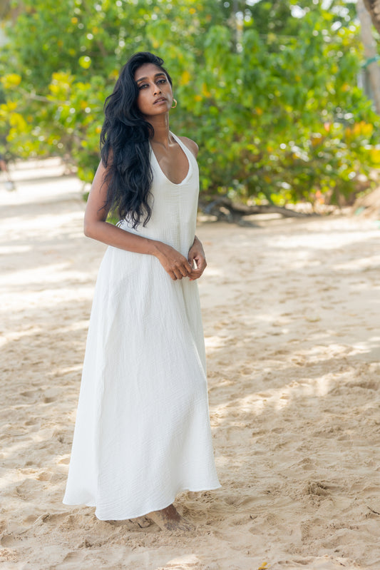 Ayuthra - Crepe Halter Maxi Dress