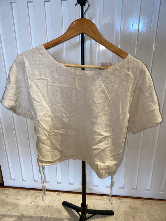 True - SK-AE-NT American Eagle Linen Crop Top Beige