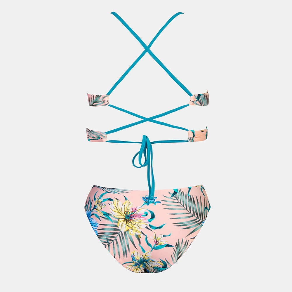 Cupshe - Reversible Bottom Lace Up Back Mid Waist Bikini Sets