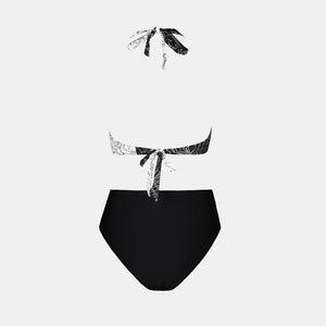 Cupshe - Monstera Monochrome Halter Twist High Waist Bikini