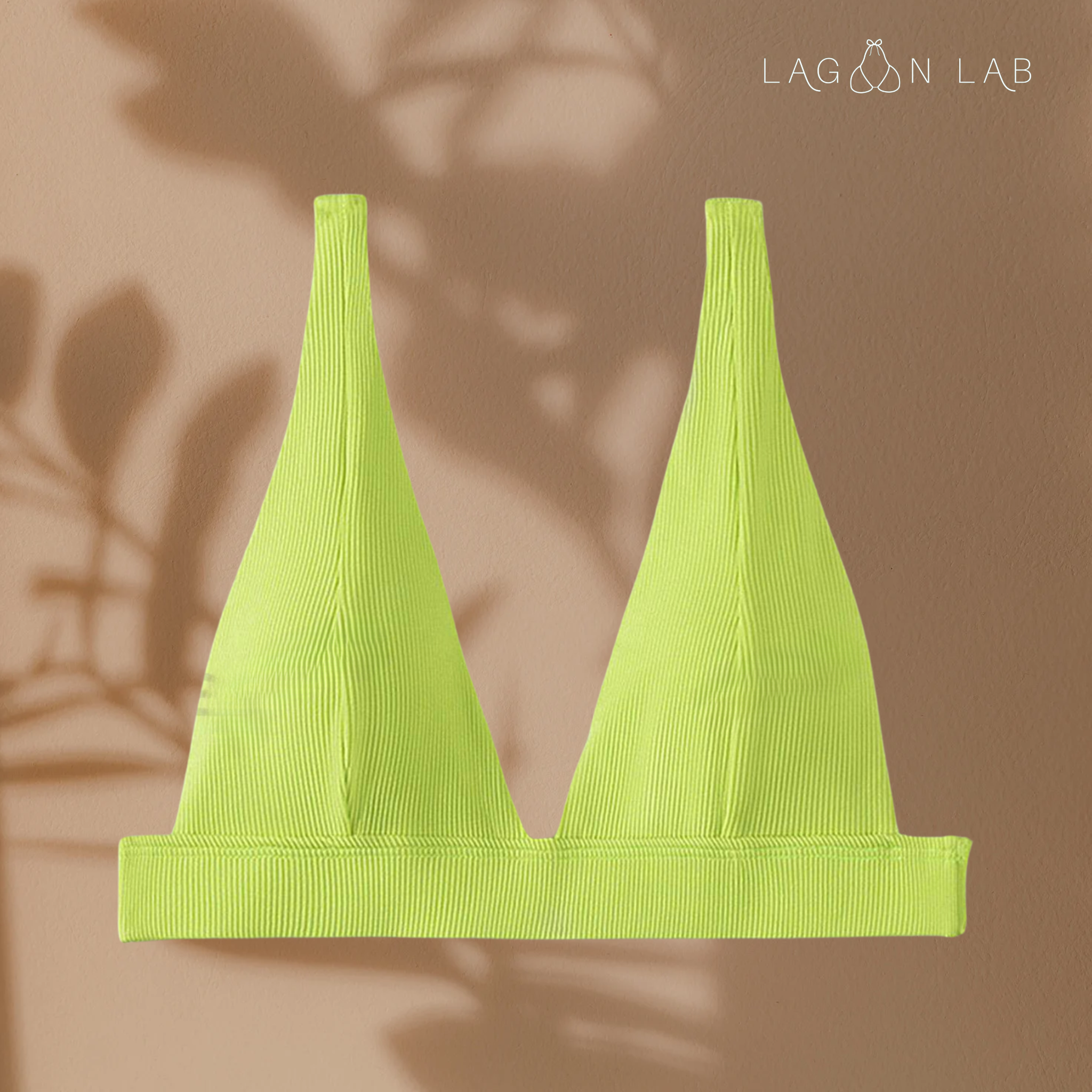 Ribbed V Neck Adjustable Strap Bikini Top