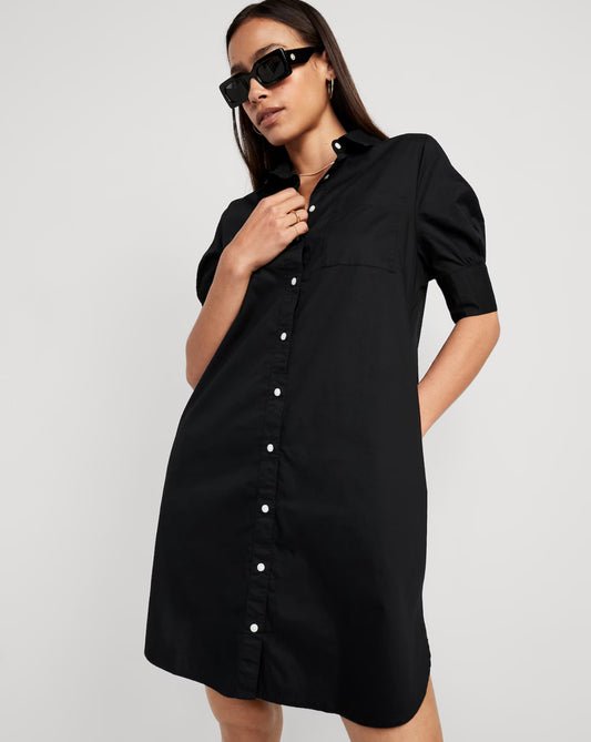 True - SK-ON-WDS-BL - Old Navy Buttoned Shirt Dress - Black