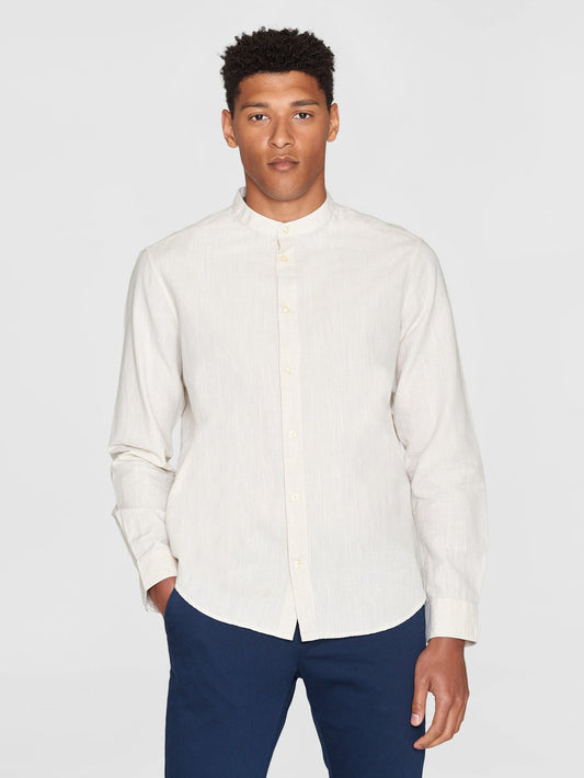 True - Knowledge Cotton Apparel Linen Chinese Collar Shirt - SK-KOA-LCCS