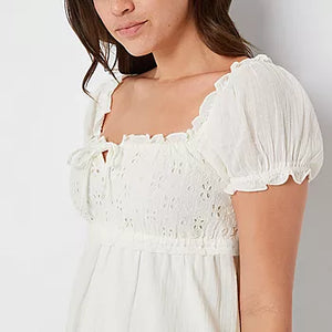 Arizona - White Puff Sleeve Mini Summer Dress