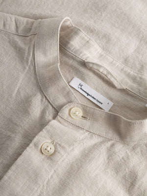 True - Knowledge Cotton Apparel Linen Chinese Collar Shirt - SK-KOA-LCCS