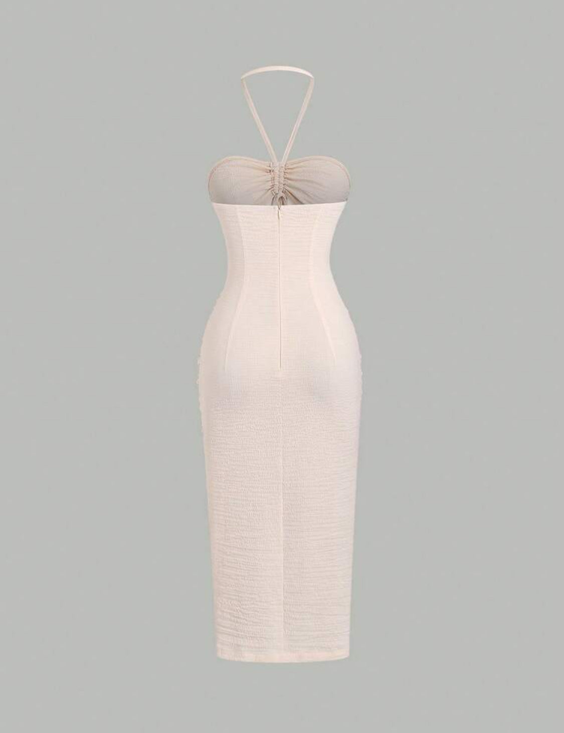 Cream Crêpe Ruched Beach Dress