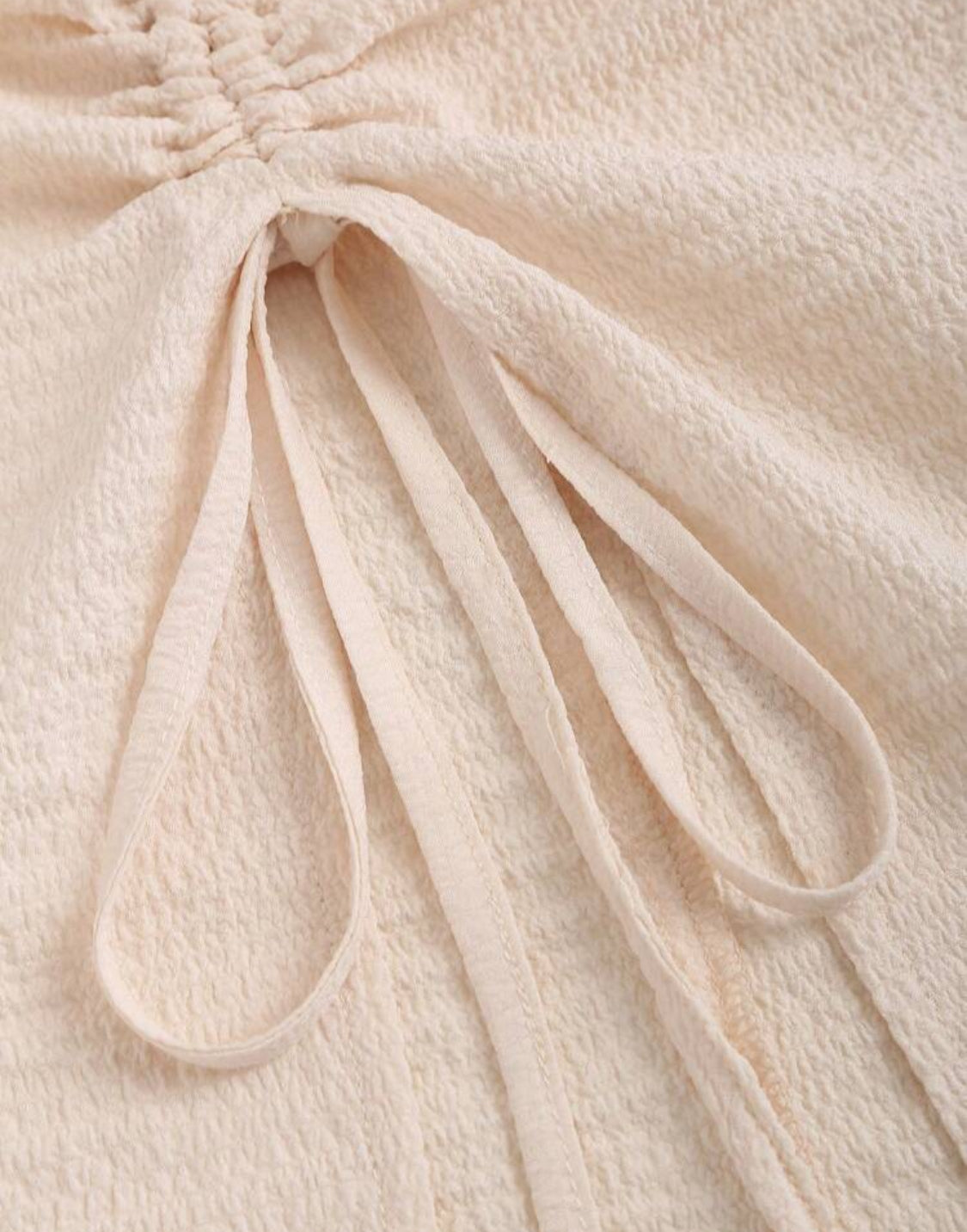 Cream Crêpe Ruched Beach Dress