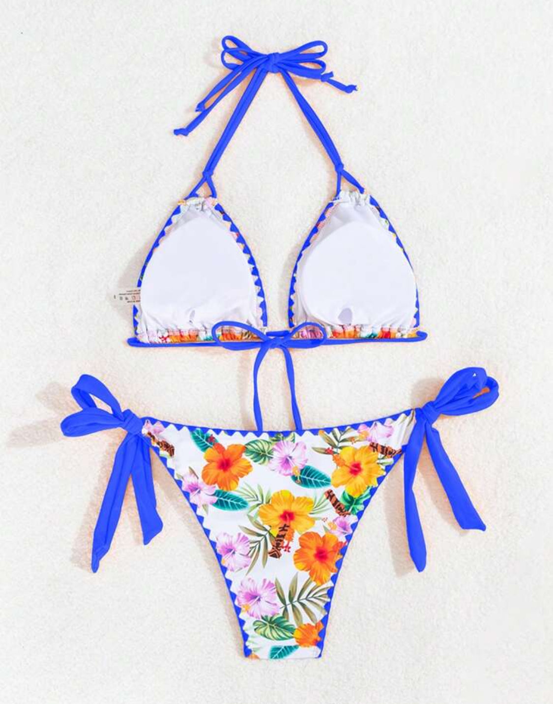 Tropical Indigo Whipstitch Tie Up Bikini Set