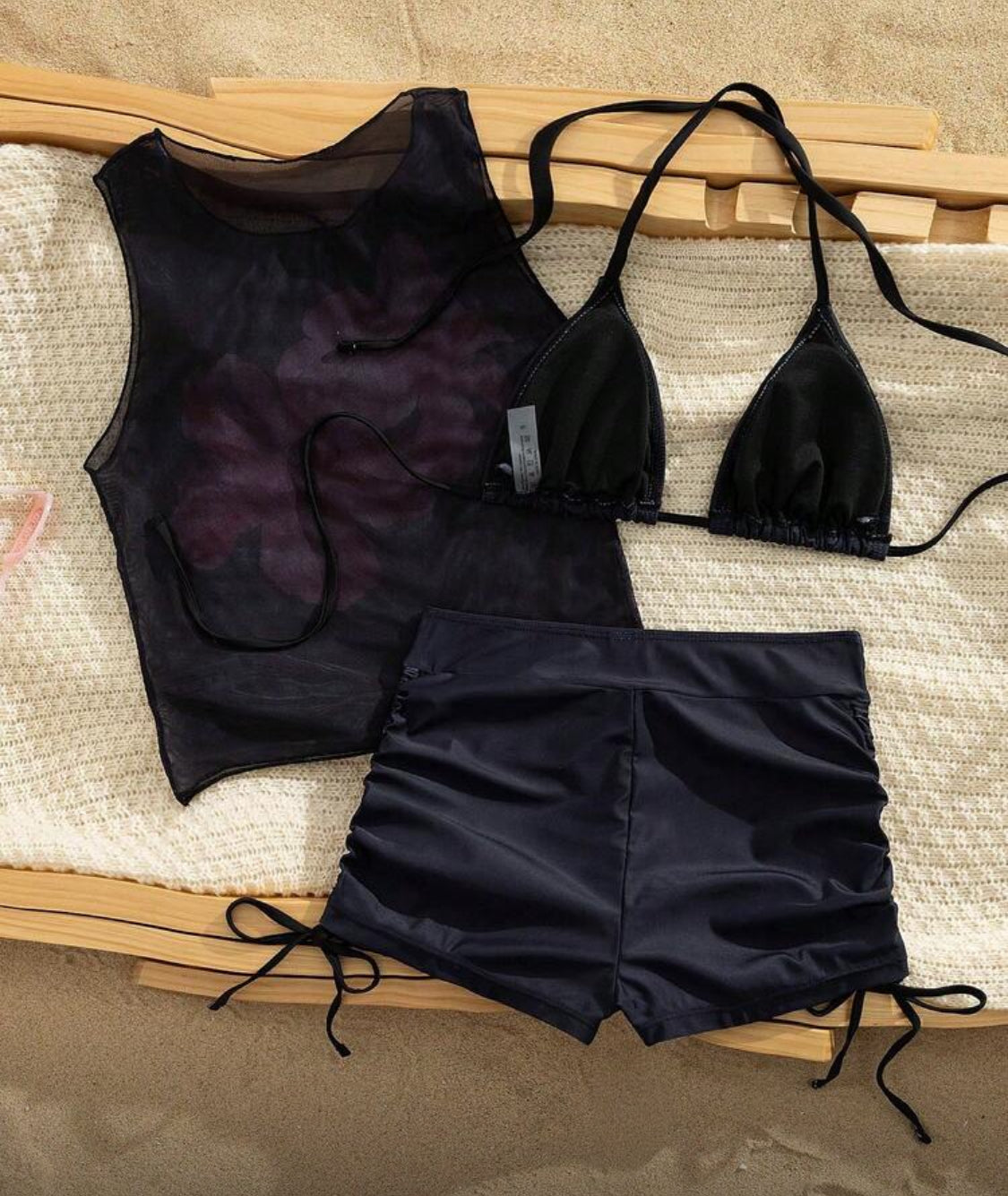 3 Pack Neon Hibiscus Splash Bikini & Crop Top Set