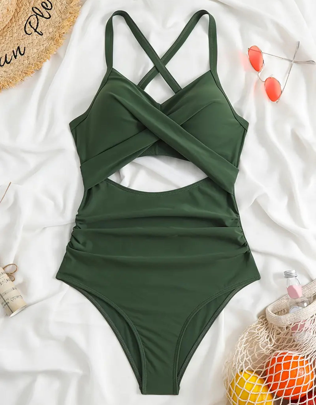 Olive Twist Cut Out Swimsuit