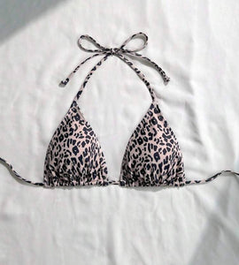 Leopard Triangle Bikini Top