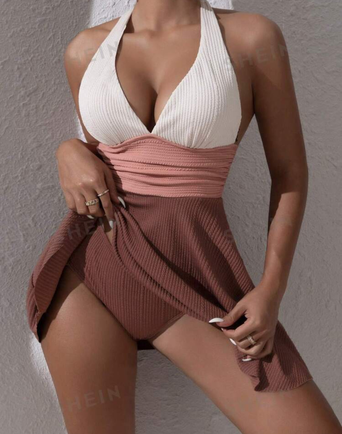 Tricolor Textured One Piece Skirt