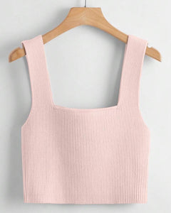 Ribbed Square Neck Crop Top