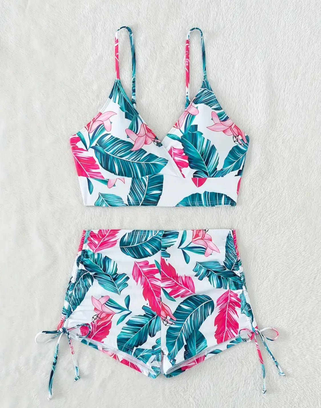 White Palms Bikini Shorts Set