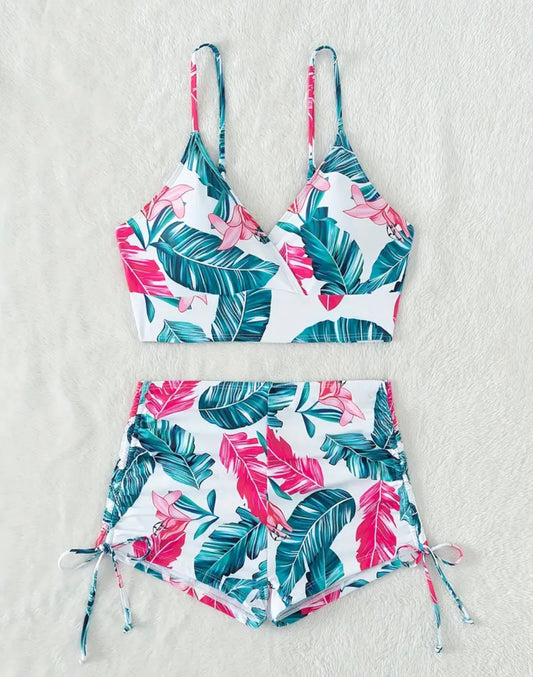 White Palms Bikini Shorts Set