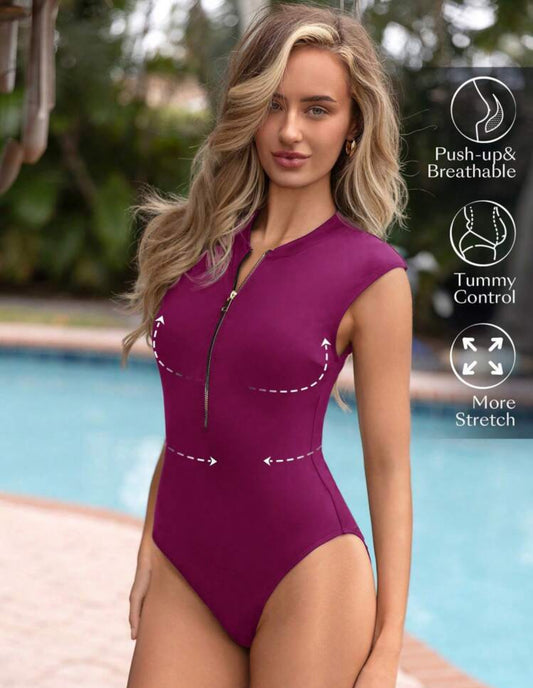 Wine Zipper Sporty One Piece