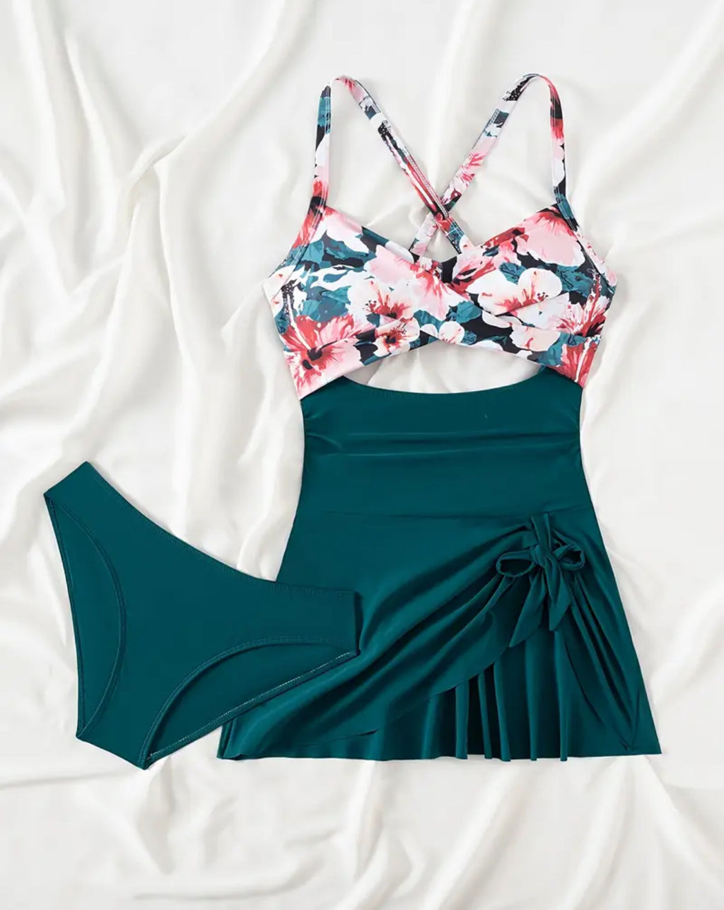 Floral & Teal One Piece Skirt + Brief