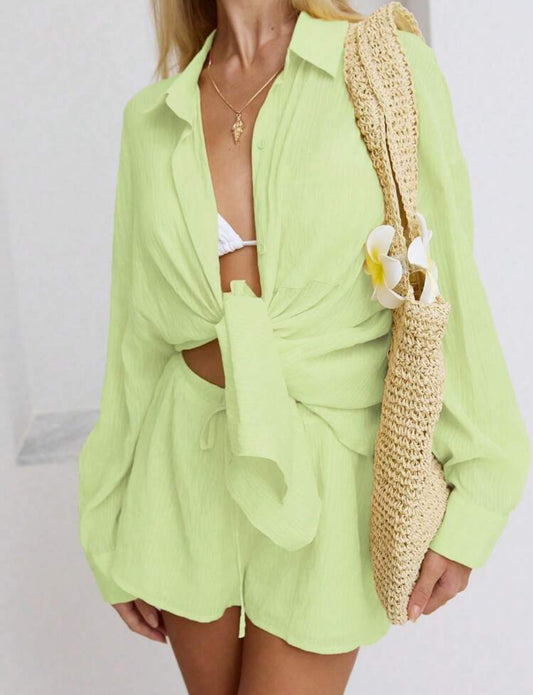 Lime Shirt & Shorts Co Ord Set