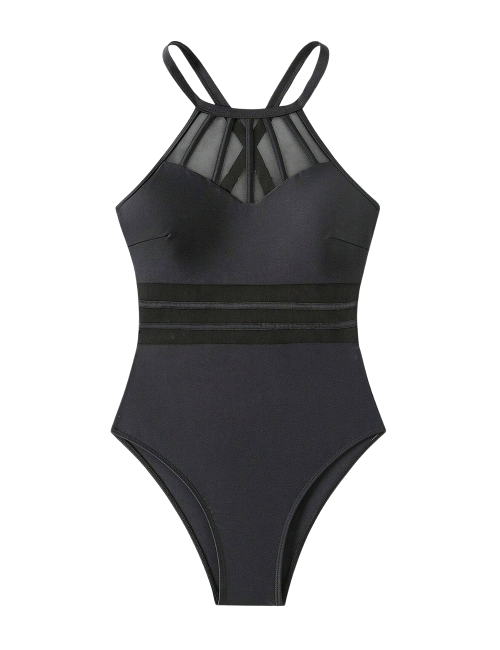 Sweetheart Mesh Splice One-Piece Swimsuit