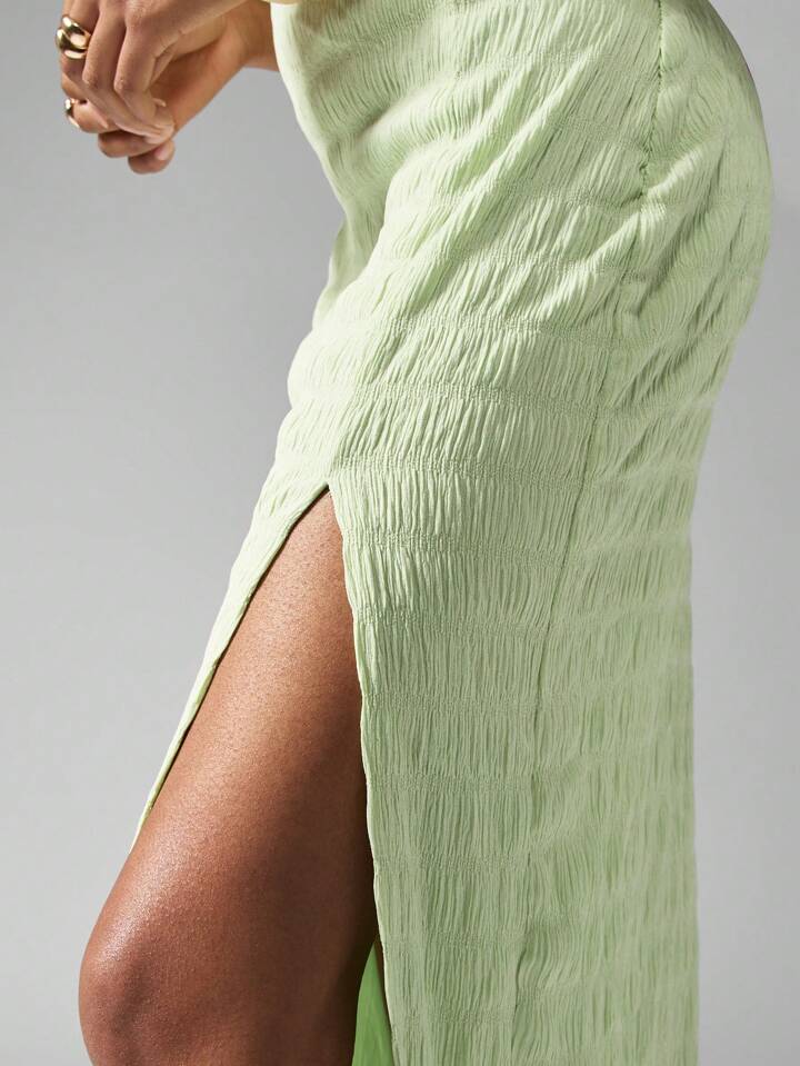 Mint Crinkle Cut Out Maxi Dress