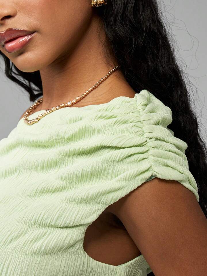 Mint Crinkle Cut Out Maxi Dress