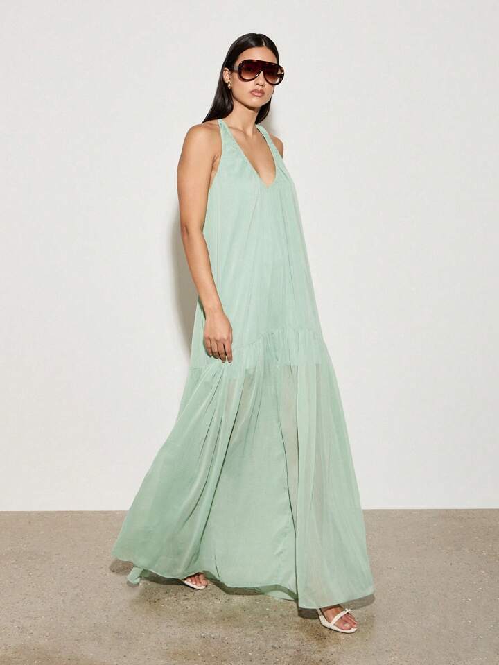 Crêpe Racer Maxi Dress