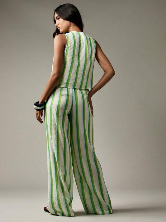 Mint & Lime Stripe Lounge Co Ord Set