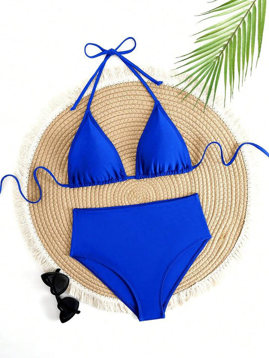 Basic Triangle High Waist Bikini Set