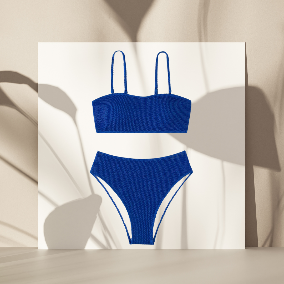Basic Crinkle Bandeau Bikini Set