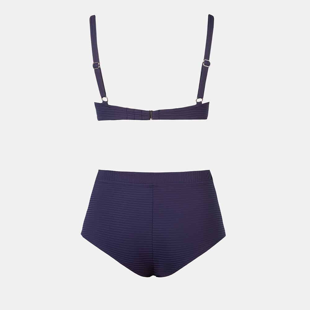 Cupshe - Purple Ribbed Scoop Neck Bikini Shorts Sets