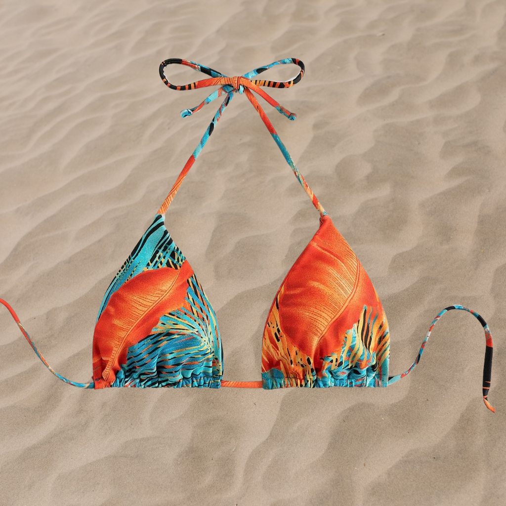 Neon Tropical Triangle Bikini Top