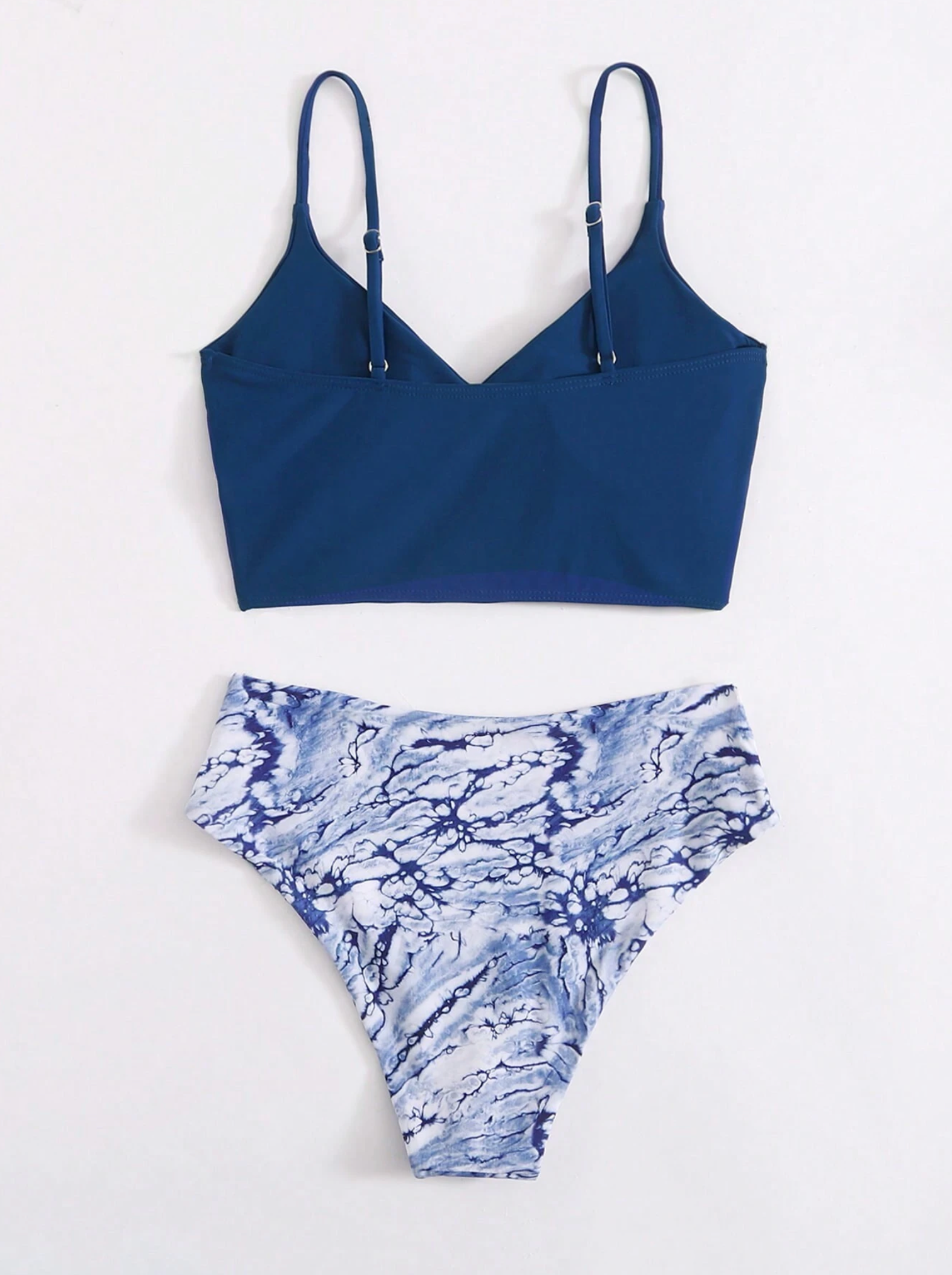 Blue & Marble High Waist Bikini Set