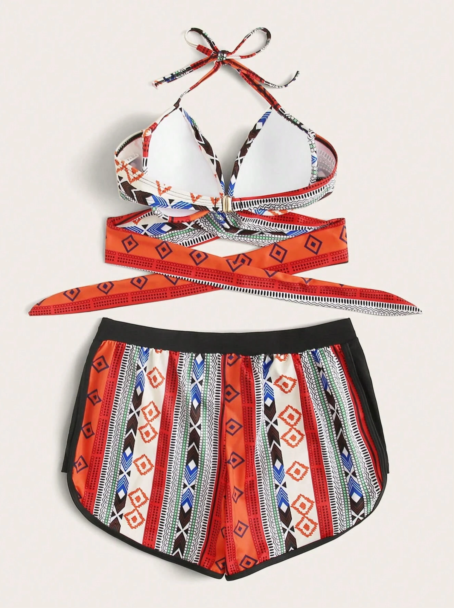 Geo Print Push Up Bikini Shorts
