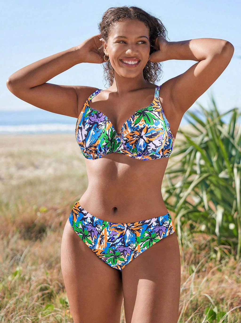 DD+ Tropical Print Push Up Bikini