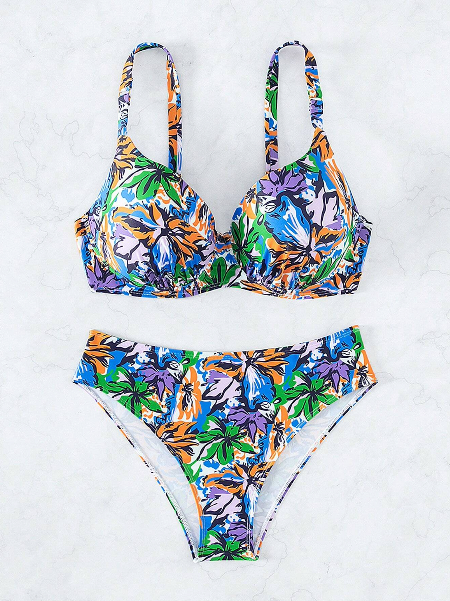 DD+ Tropical Print Push Up Bikini