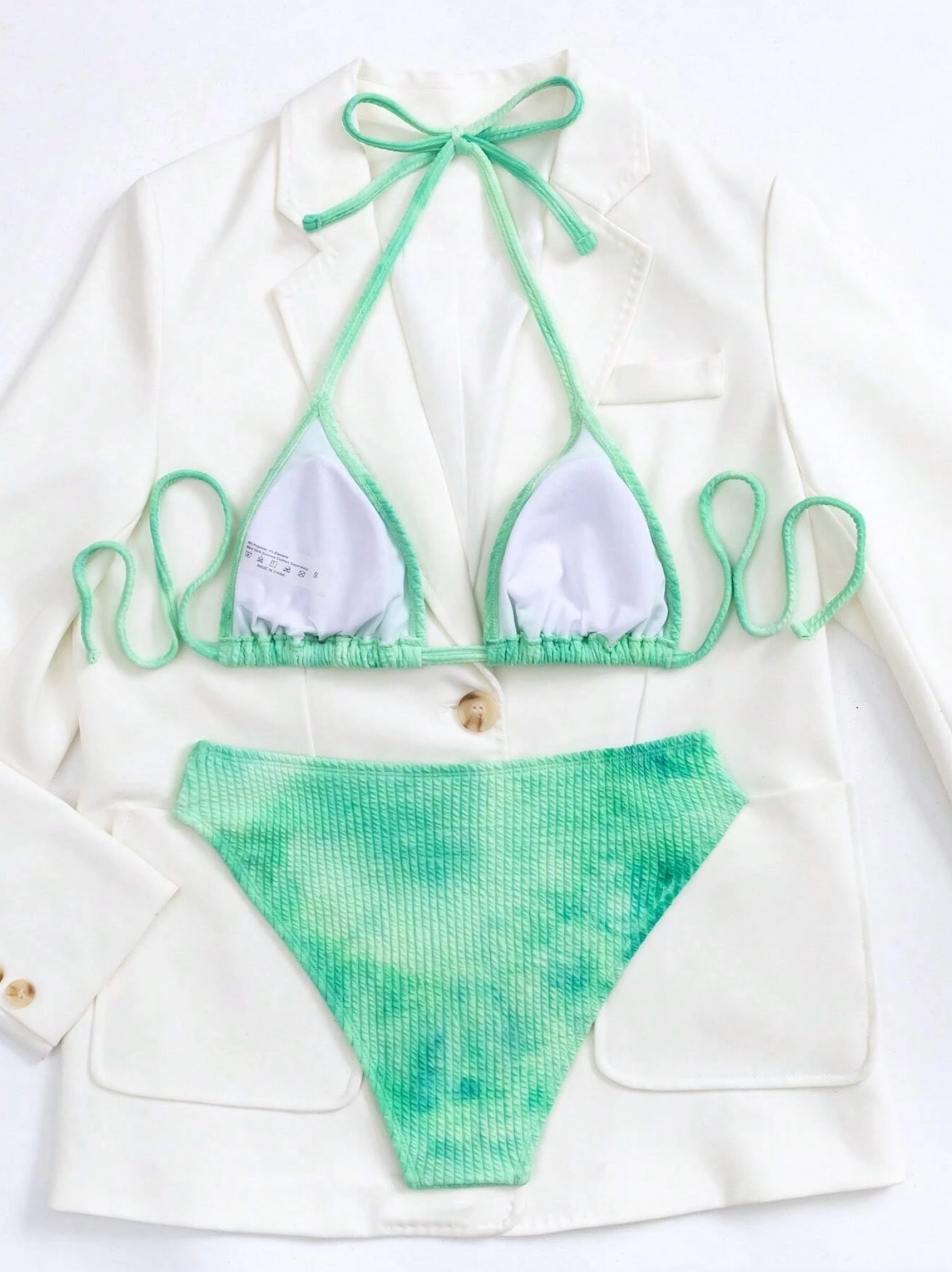 Tie Dye Ribbed Triangle Bikini Set