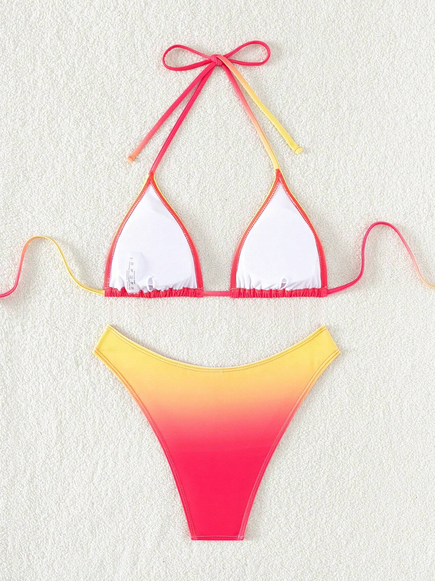Sunset Ombré Triangle Brief Bikini Set