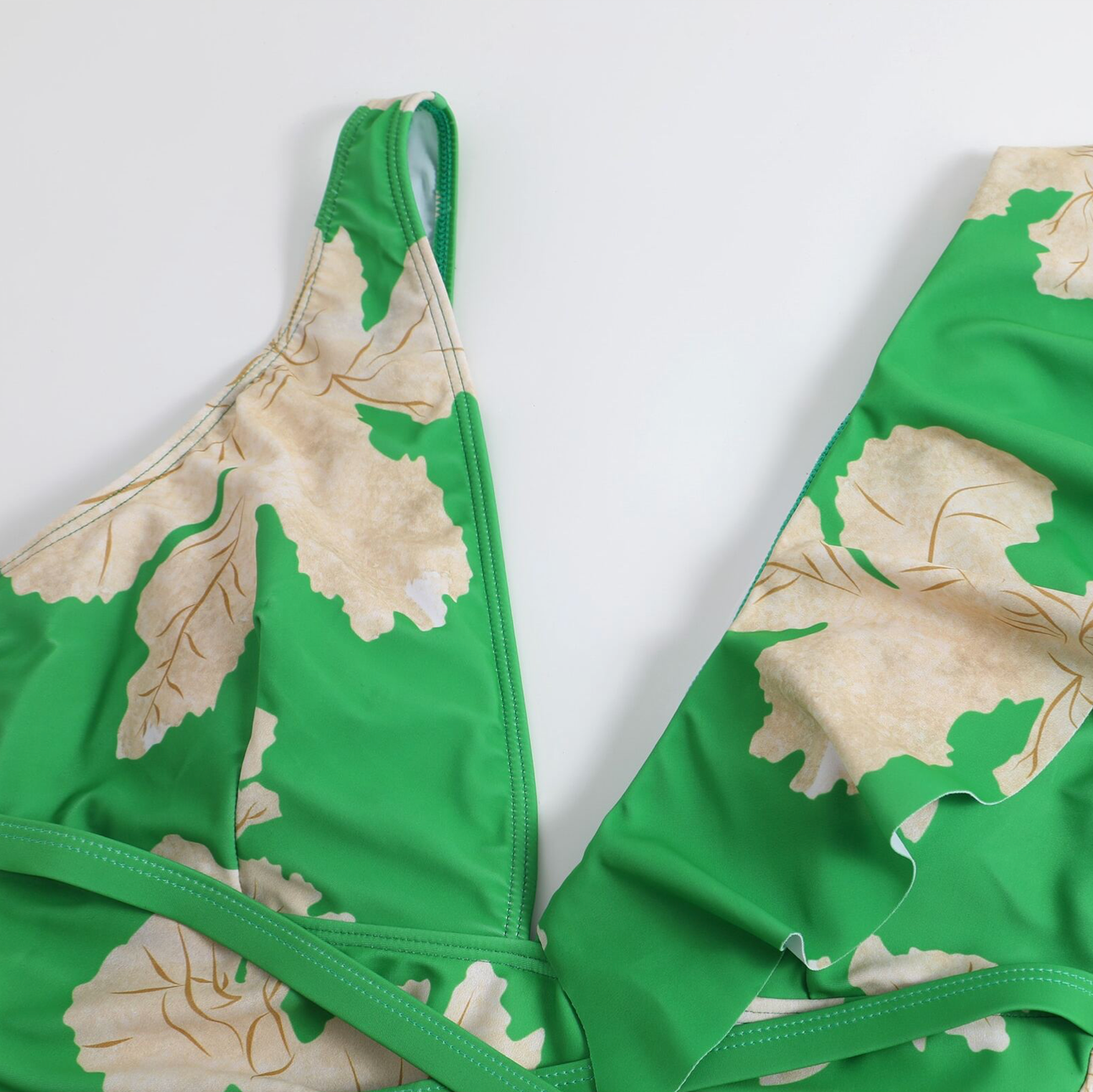 LUXE COLLECTION - Green Bloom Ruffle One Piece & Sarong Set