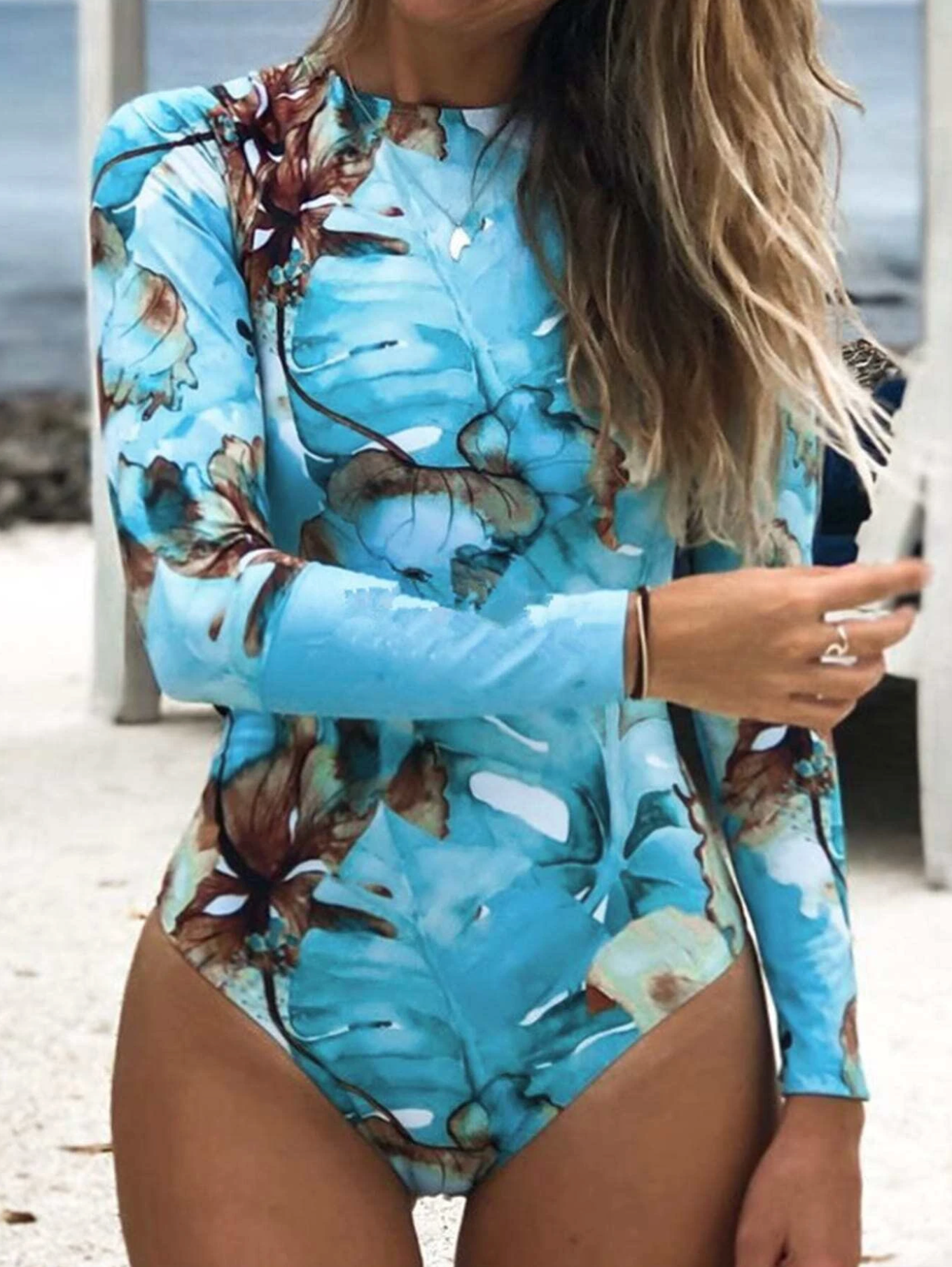 Blue Leaf One Piece Rashguard