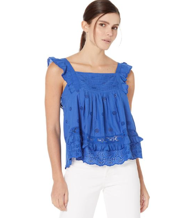 Mango blue cutwork top