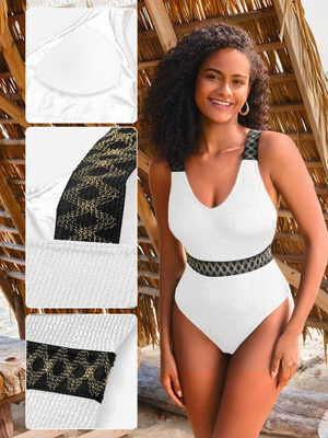 Premium Crinkle V Neck Swimsuit