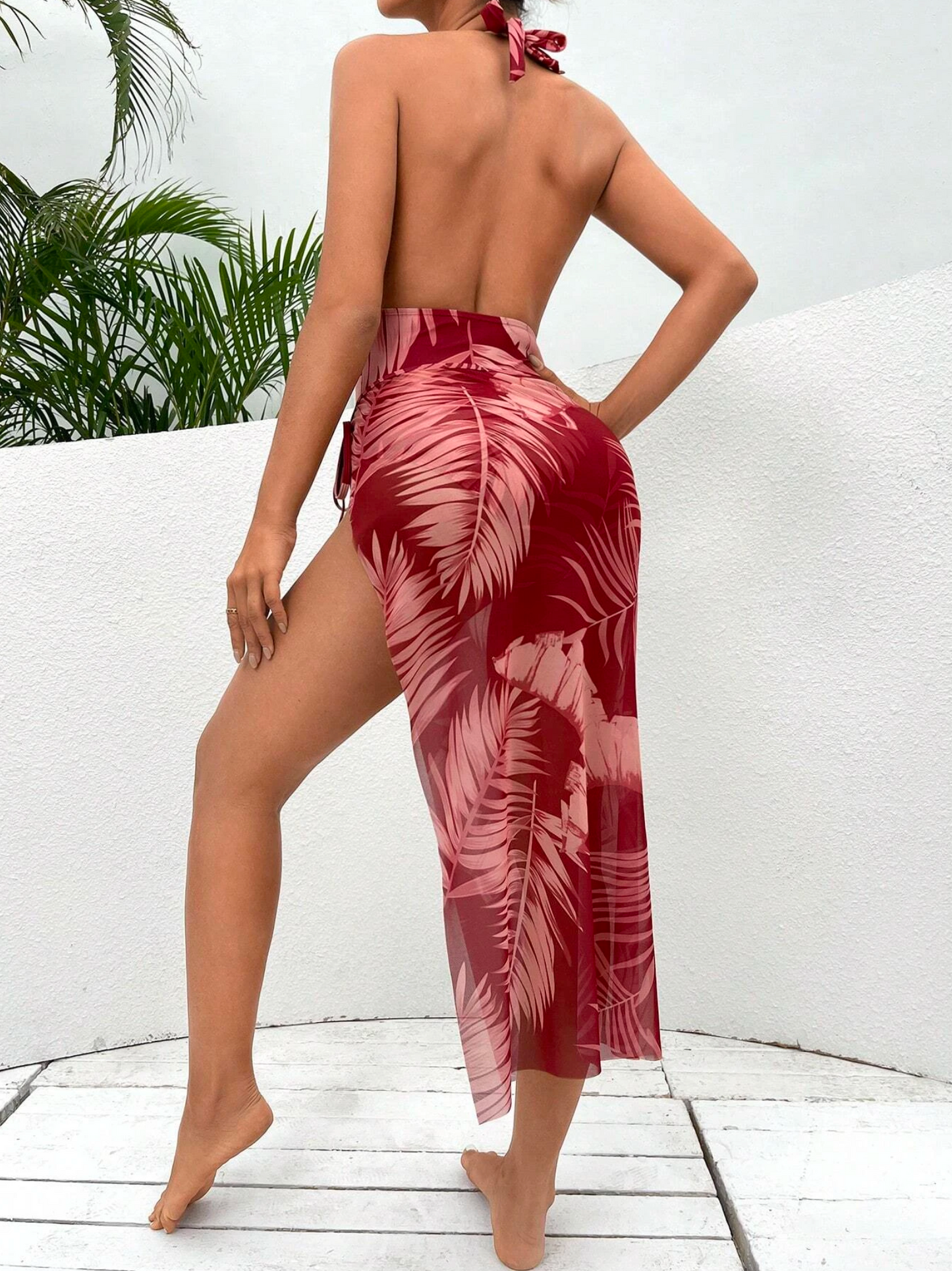 2 Pack Crimson Leaf Swimsuit & Sarong Set