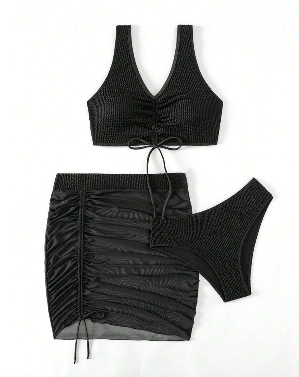 3 pack Azzura Crinkle Bikini & Skirt Set