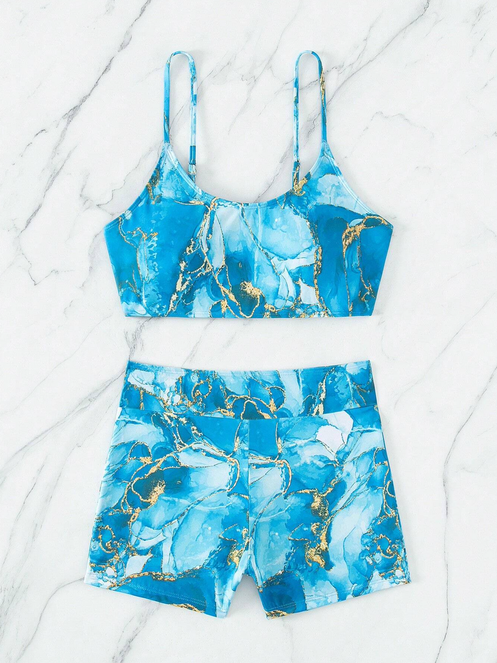 Aqua Marble Bikini Shorts Set