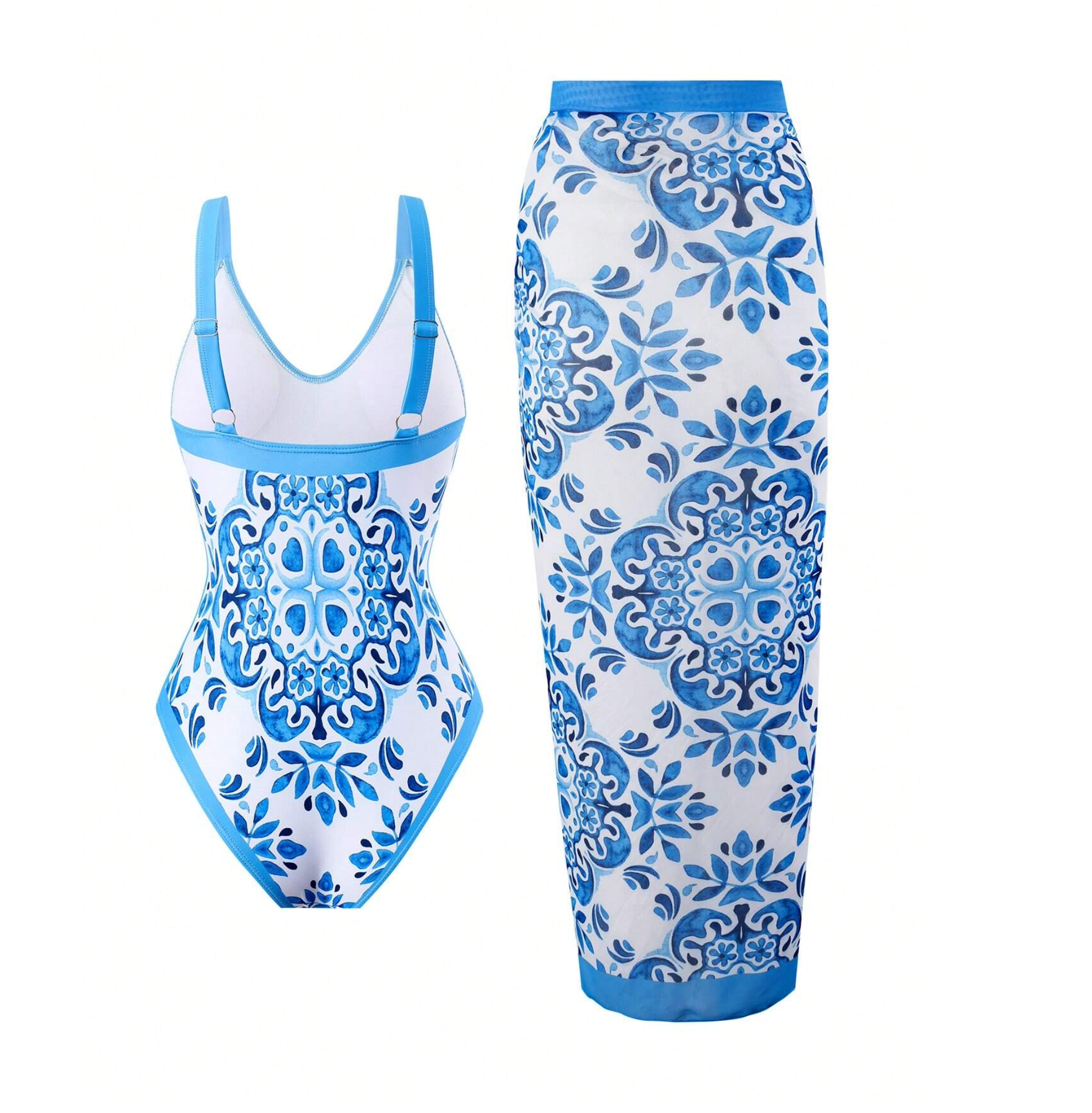 3 Pack Luxe Mosaic Print Onepiece & Sarong